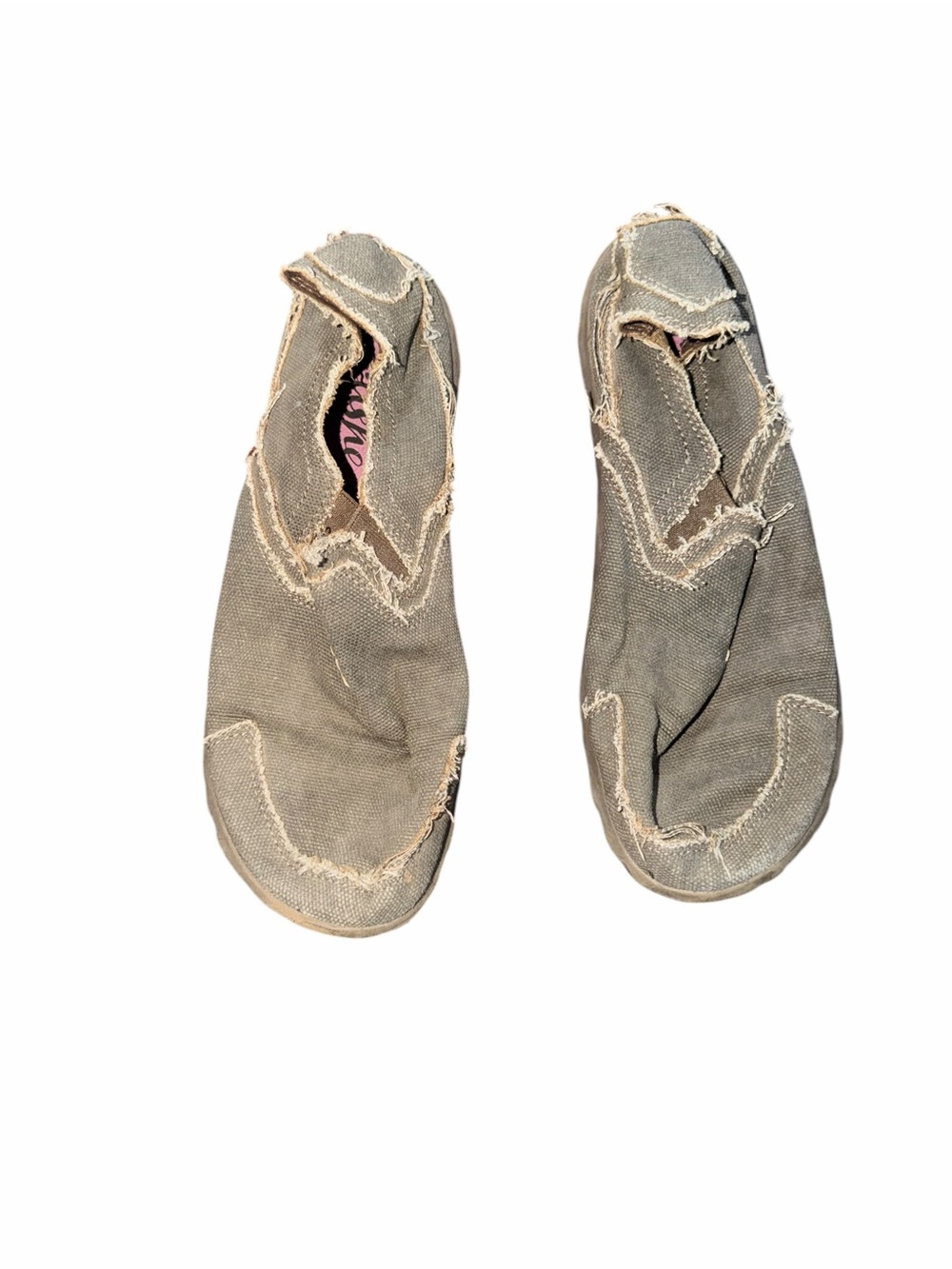 Cushe Cushy Canvas Slippers Brown Frayed Casual Comfort Shoes Women’s Size 10